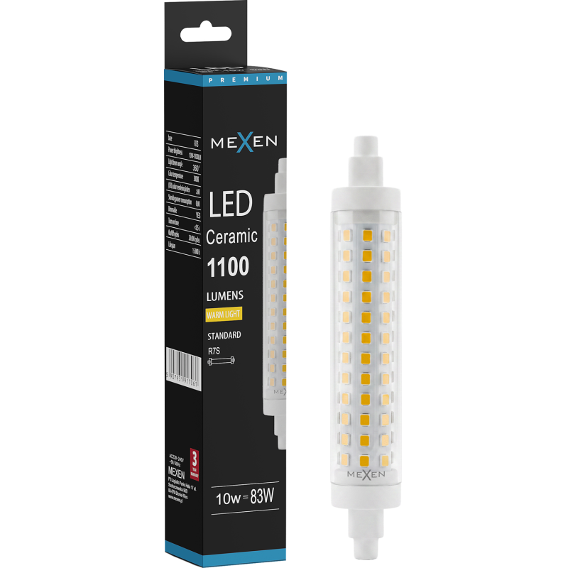 Mexen Vega Dimmbares LED-Leuchtmittel R7S, 10W, Warm - 3000K, 1100 lm - L125-R7S-1030-02