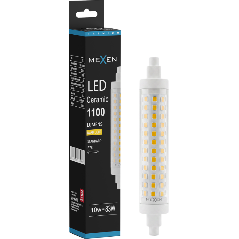 Mexen Vega żarówka LED ściemnialna R7S, 10W, Ciepła - 3000K, 1100 lm - L125-R7S-1030-02