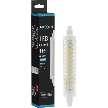 Mexen Vega Himmennettävä LED-lamppu R7S, 10W, Kylmä - 6500K, 1150 lm - L125-R7S-1065-02