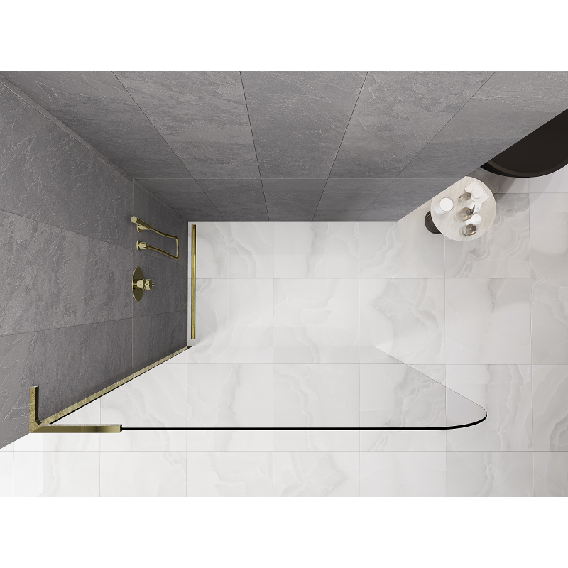 Mexen Kioto-P L ścianka prysznicowa Walk-in 80 x 200 cm, transparent 8 mm, złota - 800-080-103-50-00-P