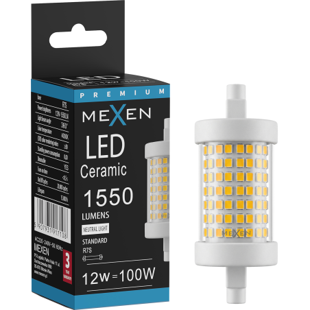 Mexen Vega Himmennettävä LED-lamppu R7S, 12W, Neutraali - 4000K, 1550 lm - L125-R7S-1240-01