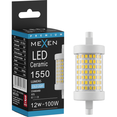 Mexen Vega żarówka LED ściemnialna R7S, 12W, Zimna - 6500K, 1550 lm - L125-R7S-1265-01