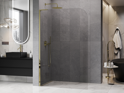 Mexen Kioto-P L ścianka prysznicowa Walk-in 90 x 200 cm, transparent 8 mm, złota - 800-090-103-50-00-P