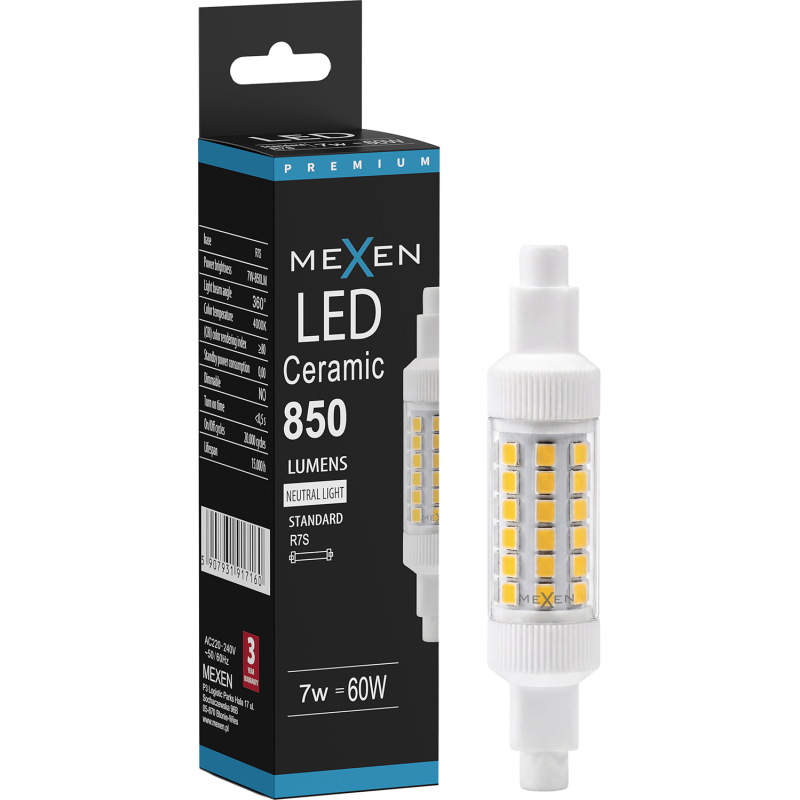 Mexen Vega żarówka LED R7S, 7W, Neutralna - 4000K, 850 lm - L126-R7S-0740-01