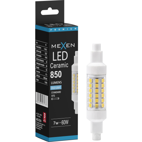 Mexen Vega LED-polttimo R7S, 7W, Kylmä - 6500K, 850 lm - L126-R7S-0765-01