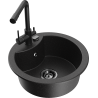 Mexen Diego single-bowl granite kitchen sink with Duero kitchen tap, black/silver metallic - 6512-73-671600-70-B