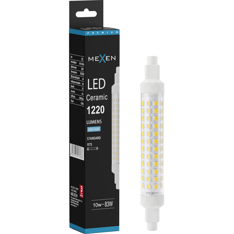 Mexen Vega LED-lamppu R7S, 10W, Kylmä - 6500K, 1220 lm - L126-R7S-1065-02