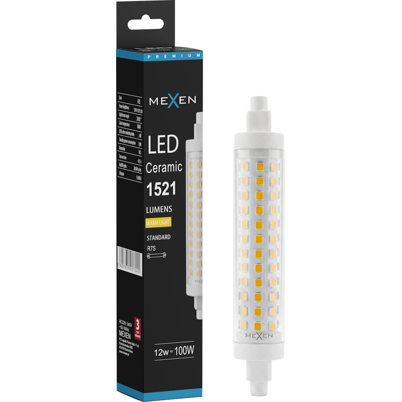 Mexen Vega LED-lamppu R7S, 12W, Lämmin - 3000K, 1521 lm - L126-R7S-1230-02