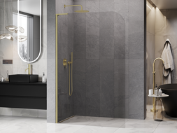 Mexen Kioto-P L ścianka prysznicowa Walk-in 120 x 200 cm, transparent 8 mm, złota szczotkowana - 800-120-103-55-00-P