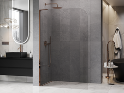 Mexen Kioto-P L ścianka prysznicowa Walk-in 90 x 200 cm, transparent 8 mm, różowe złoto - 800-090-103-60-00-P