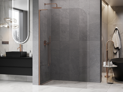 Mexen Kioto-P L ścianka prysznicowa Walk-in 90 x 200 cm, transparent 8 mm, miedź szczotkowana - 800-090-103-65-00-P