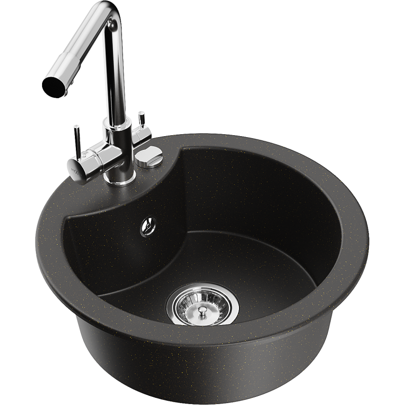 Mexen Diego Granitwäschbak 1-Kummer mat Kichendëpp Duero, schwaarz/gold metallesche Glanz - 6512-75-671600-00