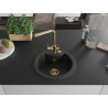 Mexen Diego fregadero de granito de 1 compartimento con grifo de cocina Duero, negro/dorado metálico - 6512-75-671600-50