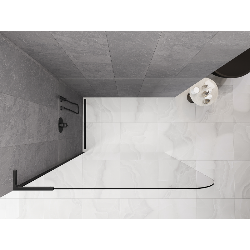 Mexen Kioto-P L Dušinurk Walk-in 70 x 200 cm, läbipaistev 8 mm, must - 800-070-103-70-00-P
