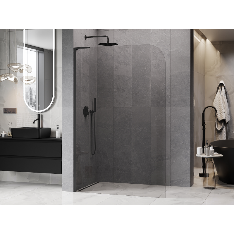 Mexen Kioto-P L ścianka prysznicowa Walk-in 80 x 200 cm, transparent 8 mm, czarna - 800-080-103-70-00-P