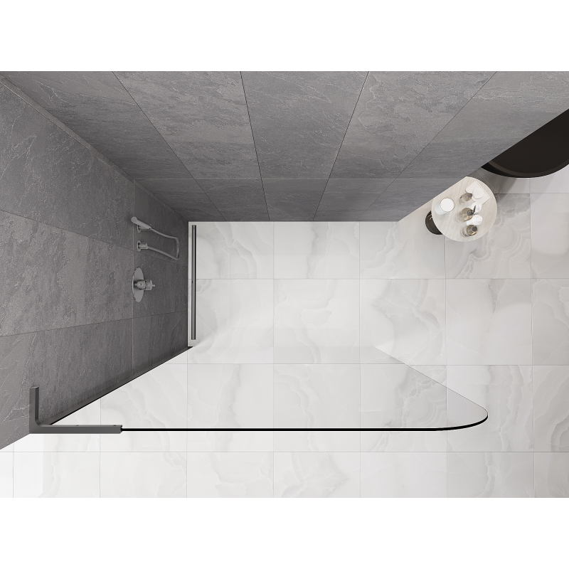 Mexen Kioto-P L Zid za tuš Walk-in 110 x 200 cm, proziran 8 mm, gun metal - 800-110-103-95-00-P