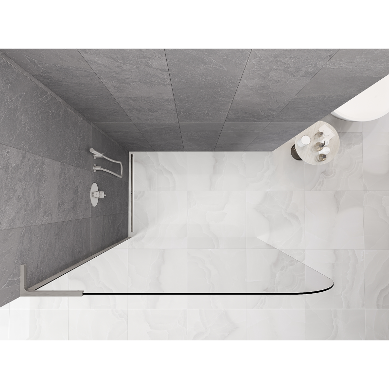 Mexen Kioto-P L Stijenka za tuš Walk-in 100 x 200 cm, prozirna 8 mm, brušeni nikal - 800-100-103-97-00-P