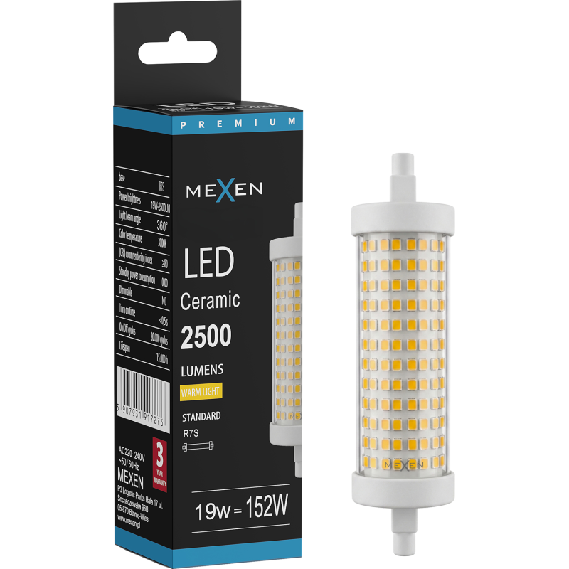 Mexen Vega LED žarnica R7S, 19W, Topla - 3000K, 2500 lm - L126-R7S-1930-02