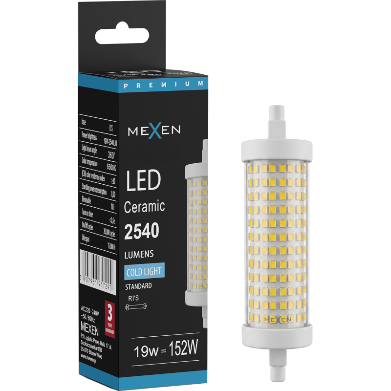 Mexen Vega Lampadina LED R7S, 19W, Freddo - 6500K, 2540 lm - L126-R7S-1965-02