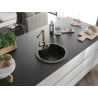 Mexen Diego granite kitchen sink 1-bowl with Duero kitchen faucet, black/golden metallic - 6512-75-671600-50-B