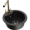 Mexen Diego fregadero de granito de 1 seno con grifo de cocina Duero, negro/dorado metálico - 6512-75-671600-50-B