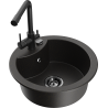 Mexen Diego 1-bowl granite kitchen sink with Duero kitchen faucet, black/gold metallic - 6512-75-671600-70-B