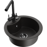 Mexen Diego fregadero de granito de 1 seno con grifo de cocina Duero, negro/dorado metálico - 6512-75-671600-70-B