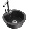 Mexen Diego granite sink 1-bowl with Duero kitchen tap, black speckled - 6512-76-671600-00