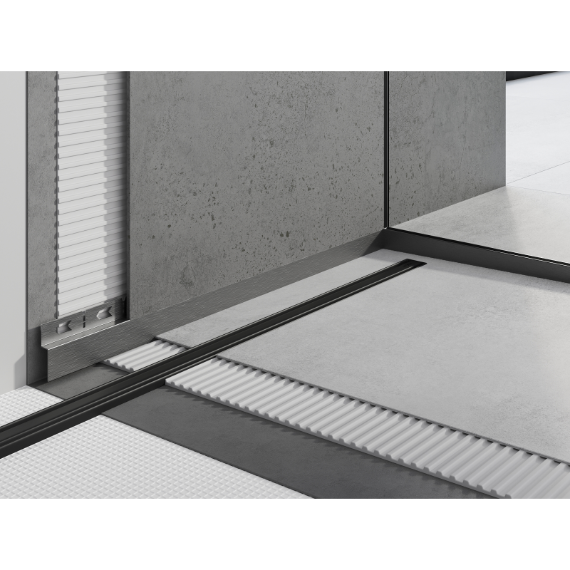 Mexen Line-B plinthe de douche frontale 130 cm, gris foncé brossé - 186603130U