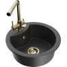 Mexen Diego 1-bowl granite sink with Duero kitchen faucet, speckled black - 6512-76-671600-50