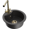 Mexen Diego 1-bowl granite sink with Duero kitchen tap, speckled black - 6512-76-671600-50