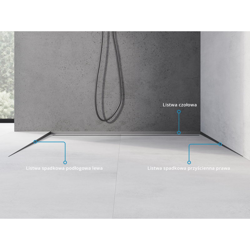 Mexen Line-B guarnição de declive de chão 180 cm esquerda, cinza escovado - 186601180L
