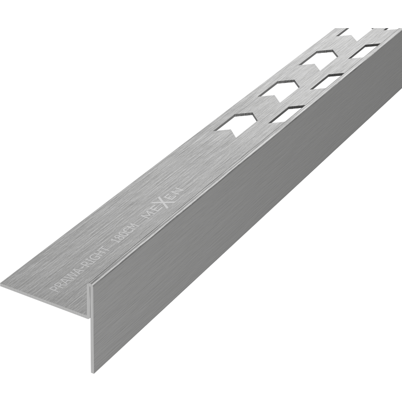 Mexen Line-B rodapé em declive para chão 180 cm direito, cinza escovado - 186601180R
