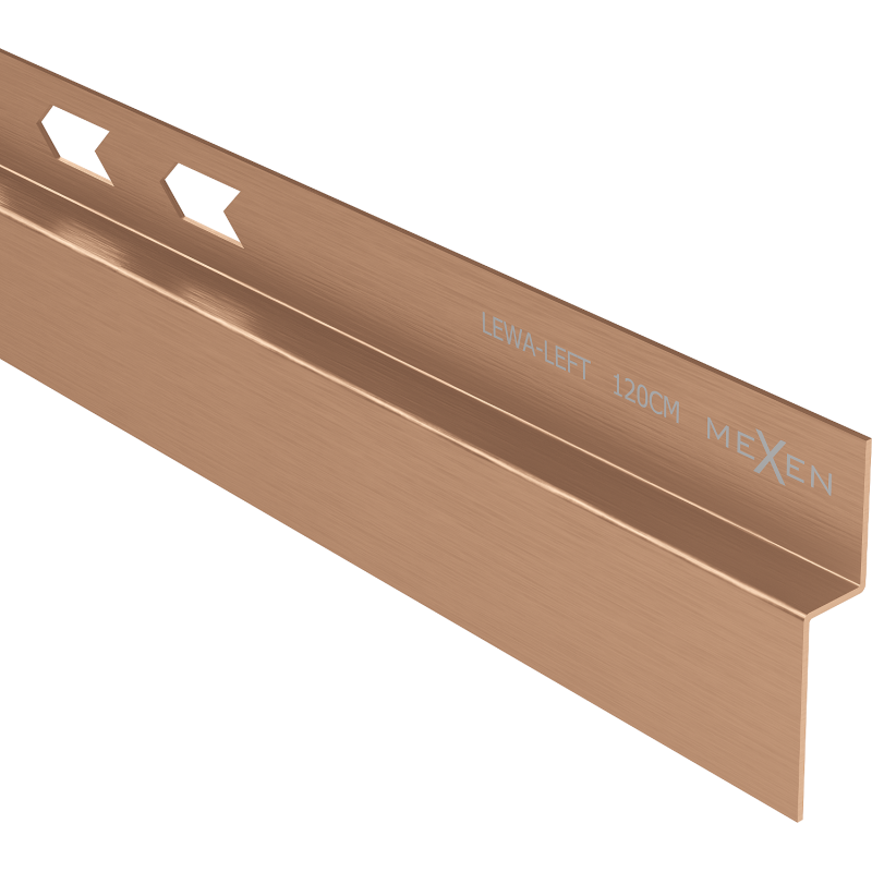 Mexen Line-B seinän viisteprofiili 120 cm vasen, harjattu kupari - 186502120L