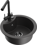 Mexen Diego fregadero de granito de 1 seno con grifo de cocina Duero, negro moteado - 6512-76-671600-70-B