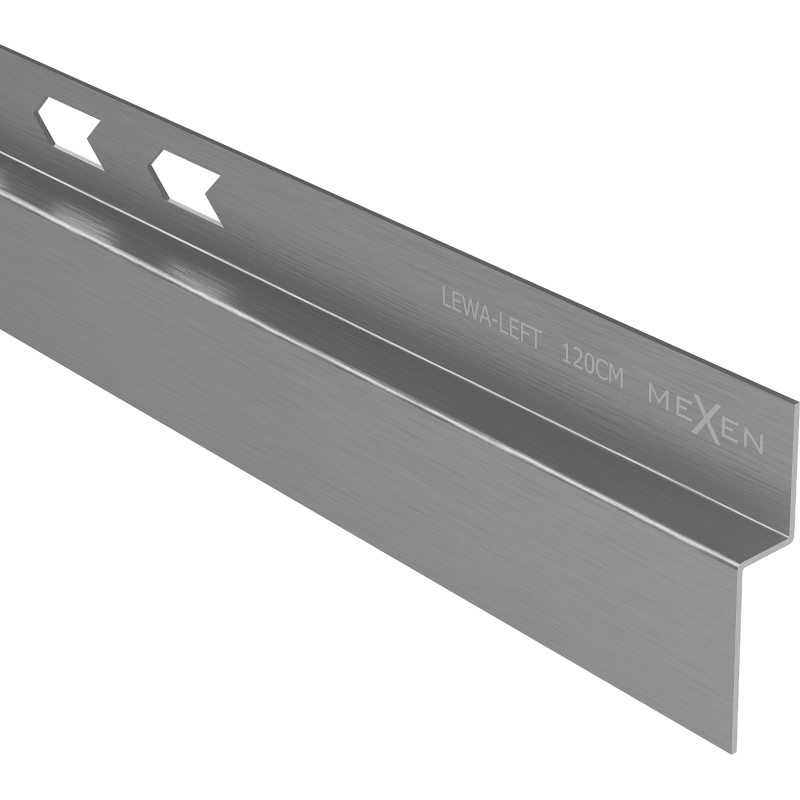 Mexen Line-B rodapé inclinável de parede 120 cm esquerda, gun gray escovado - 186602120L
