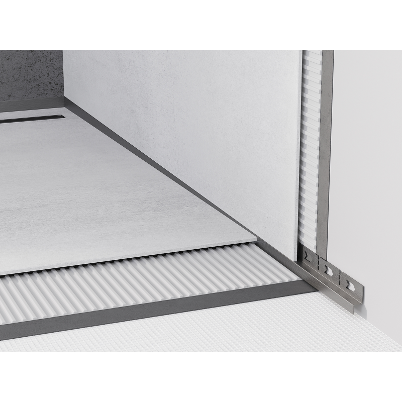 Mexen Line-B moldura inclinada junto à parede 120 cm direita, gun gray escovado - 186602120R