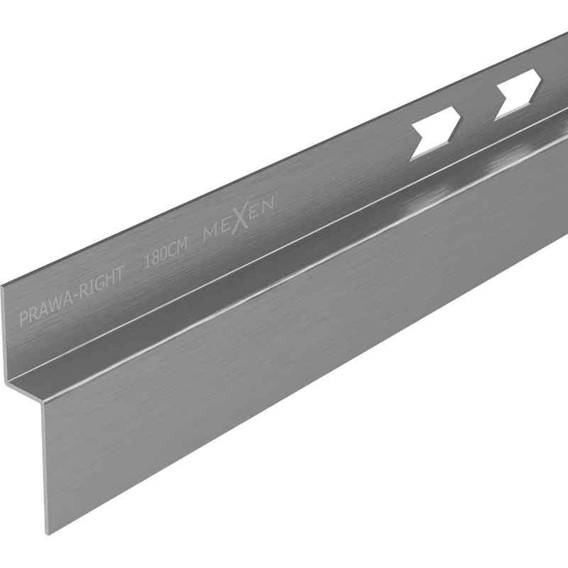 Mexen Line-B listwa spadkowa przyścienna 180 cm prawa, gun gray szczotkowany - 186602180R