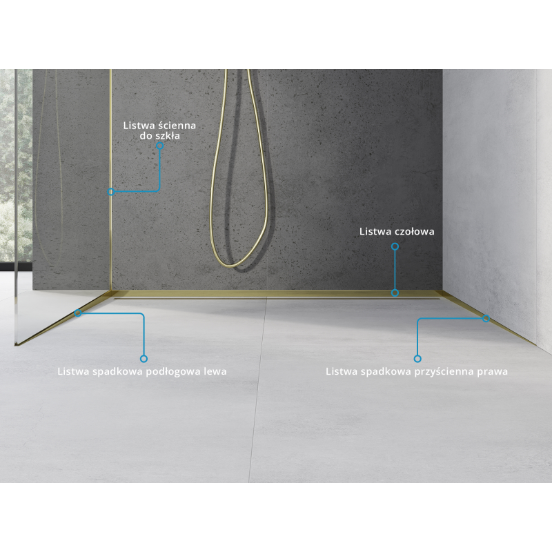 Mexen Line-B profilé pour verre 120 cm gauche, doré - 185004120L