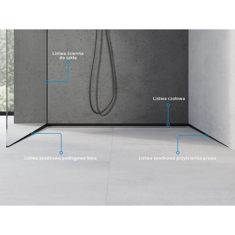 Mexen Line-B liste d'écoulement murale 180 cm droite, noire - 187002180R