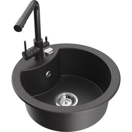 Mexen Diego fregadero de granito de 1 cubeta con grifo de cocina Duero, negro moteado - 6512-76-671600-76
