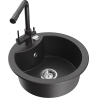 Mexen Diego fregadero de granito de 1 seno con grifo de cocina Duero, negro moteado - 6512-76-671600-76