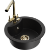Mexen Diego 1-bowl granite kitchen sink with Duero tap, black - 6512-77-671600-50