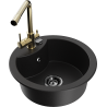 Mexen Diego 1-bowl granite sink with Duero kitchen tap, black - 6512-77-671600-50-B