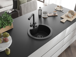 Mexen Diego Granit-Spullsteen mat 1 Kummer mat Kichekran Duero, schwaarz - 6512-77-671600-70-B