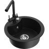 Mexen Diego 1-bowl granite sink with Duero kitchen tap, black - 6512-77-671600-70
