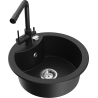 Mexen Diego fregadero de granito de 1 cubeta con grifo de cocina Duero, negro - 6512-77-671600-70