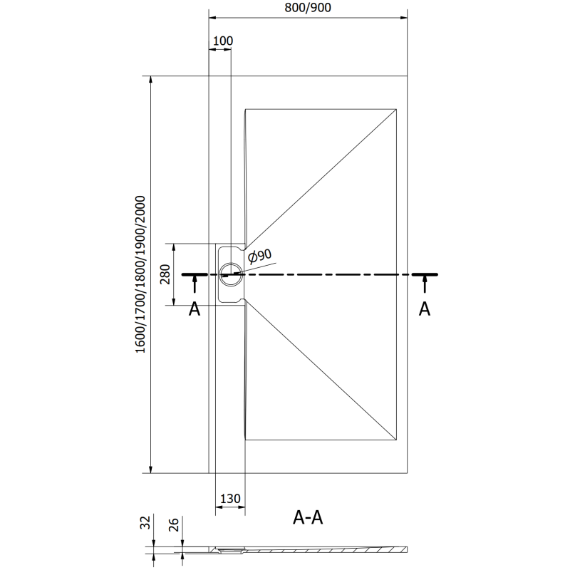 Mexen Egon brodzik prostokątny SMC 160 x 90 cm, szary - 4R619016