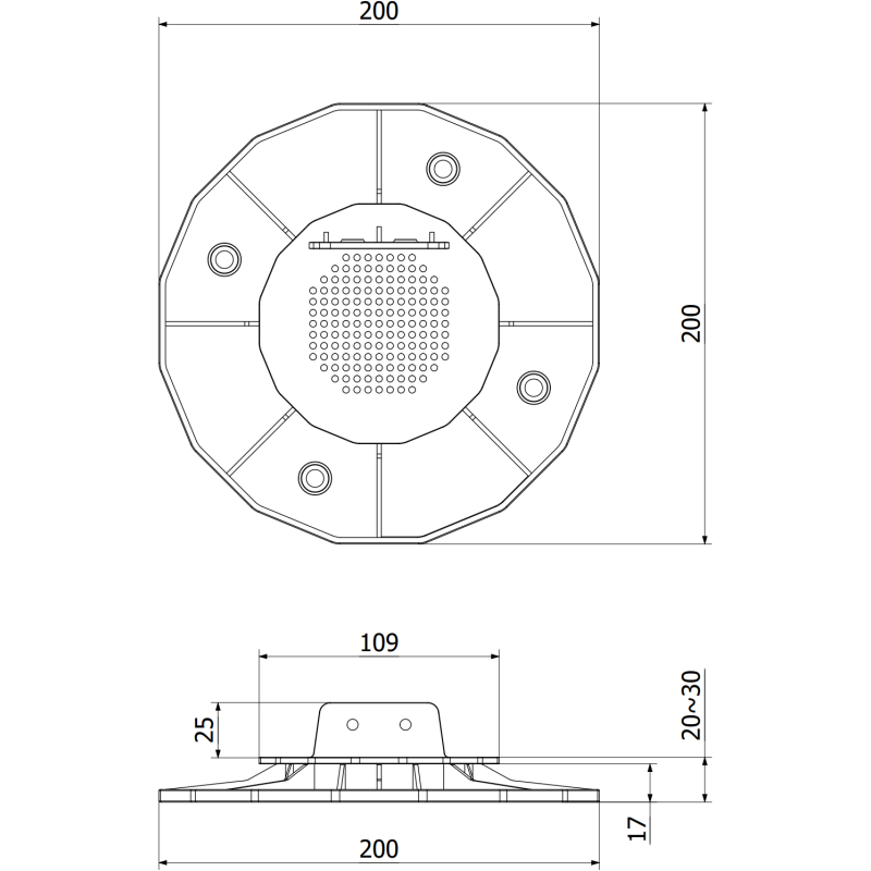 Mexen UniB wspornik tarasowy regulowany pod legar 20-30 mm - C9901-020-030
