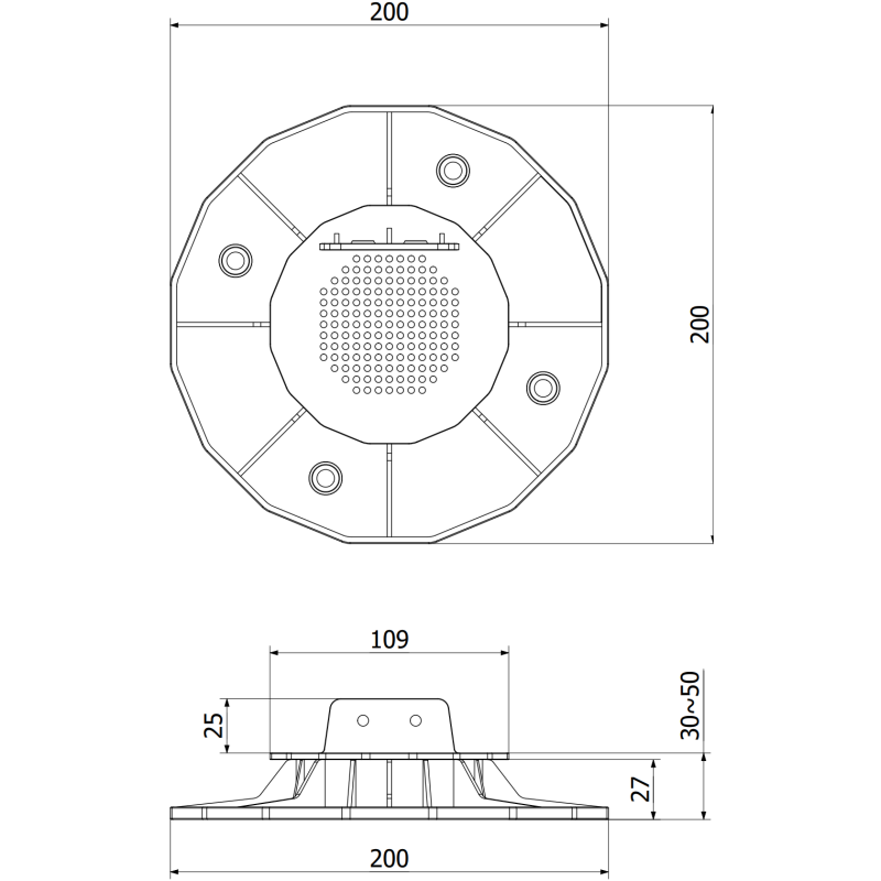 Mexen UniB wspornik tarasowy regulowany pod legar 30-50 mm - C9901-030-050
